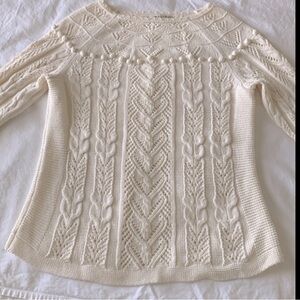 Tommy Hilfiger Cotton Cable Knit Cream Sweater Medium